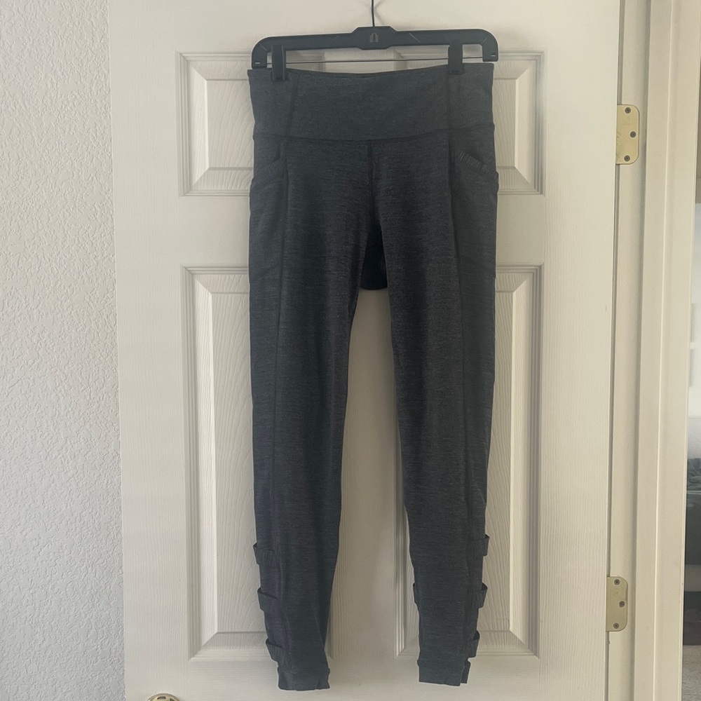 Athleta Dark Gray Leggings with Cutout Detail